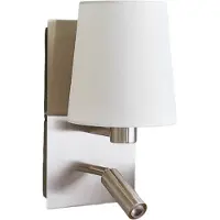 LINDBY vegglampe Aiden, hvit, nikkel, LED-leselampe