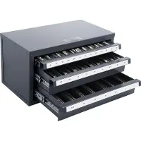 Vevor Dispenserskap for endefreser, organiseringsskap med tre skuffer for endefreser, for 1/8" til 1", organiseringsskap for endefreser i stål med etiketter, stablebart med 29 rom for oppbevaring av e