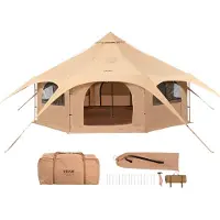 Vevor lerretstelt, 4 sesonger 5 m/16,4 fot klokketelt, lerretstelt for camping med komfyruttak, pustende yurttelt for opptil 8 personer, familiecamping utendørs jaktselskap