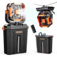 Vevor tåkevifte, 2400 o/min motor campingtåkevifte, Mister kjølevifter med 12 liter vanntank, 20000 mAh batteri, 4-trinns vind- og 3 lysmoduser, vannkjølevifter for innendørs, utendørs, terrasse