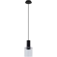 LUCANDE pendellampe Eirian, Ø 18 cm, svart, glass, E27