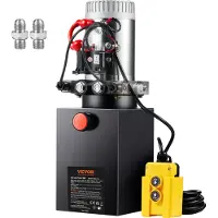 Vevor hydraulisk pumpe, 10 liter hydraulisk kraftenhet, dobbeltvirkende tipphengerpumpe, 0,91 GPM strømningshastighet, 3200 PSI maks. avlastningstrykk, DC 12V hydraulisk pumpe for tipphengerløfting