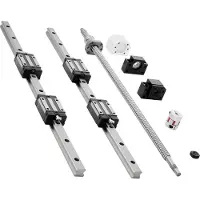 Vevor lineærskinneføringssett, HGR20, 2 stk. 600 mm (23,62 tommer) lineære skinner og 1 stk. kuleskrue, 4 stk. glideblokker, med BF12/BK12 endestøtte, kobling og mutterhus, for DIY CNC-rutere og dreie