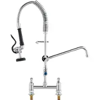 Vevor kommersiell kran med forvaskspray, 66 cm høyde, 20,3 cm senter, 30,5 cm svingtut, kjøkkenkran for benkmontering, messingkonstruksjon med nedtrekkbar spray, for 1/2/3-roms vask
