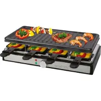 Clatronic RG 3757 Raclette, rektangulær, ribbet grilloverflate, grilloverflate: 42x21 cm, 8 raclettepanner (263946)