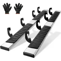 Vevor stigbrett, 6" trinnstenger kompatible med 2007-2018 Chevy Silverado/GMC Sierra 1500 Crew Cab/2019 2500HD 3500HD 1500 LD, 201 sidetrinnsnerfstenger i rustfritt stål, 500lbs kapasitet, 2 deler