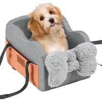 Vevor konsollbilsete til hund, midtkonsollbilsete til hund for liten hund, bilsete til armlenet i bilen med klipsbånd, justerbare stropper, støtter opptil 3,6 kg, mørkegrå