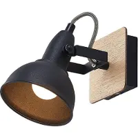 LINDBY spotlight Aylis, høyde 14 cm, svart, tre, E14