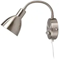 LINDBY vegglampe Amrei, nikkelfarget, 42 cm, støpsel, dimbar