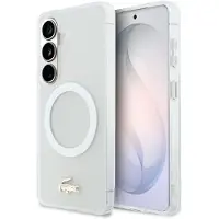 Lacoste Samsung Galaxy S26 Frosted Finish Gold Logo Hybrid-deksel - MagSafe-kompatibel - Hvit