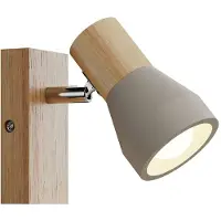 LINDBY Filiz spotlight, 12 cm høy, tre, betong, E14