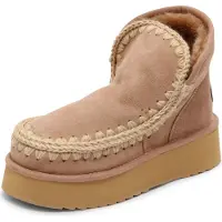 Mou for woman. MU.FW681000A Mini eskimo platform boot suede (40), Leather, Brown, Flat, None, Casual