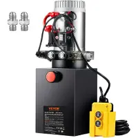 Vevor hydraulisk pumpe, 6 liters hydraulisk kraftenhet, dobbeltvirkende tipphengerpumpe, 0,91 GPM strømningshastighet, 3200 PSI maks. avlastningstrykk, DC 12V hydraulisk pumpe for tipphengerløfting