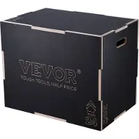 Vevor 3-i-1 plyometrisk hoppeboks, 30/24/20 tommers tre-plyoboks, plattform- og hoppesmidighetsboks, sklisikker treningsboks for hjemmegym, kondisjonstrening, svart
