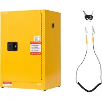 Vevor Brannfarlig skap, 59 x 46 x 90 cm, 13 gallon brannfarlig oppbevaringsskap med justerbar hylle, kaldvalsede og galvaniserte stålbrannskap, for kommersiell, industriell og hjemmebruk, gul