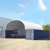 TOOLPORT 8x12 m containertelt, PRIMEtex-PVC-presenning, hvit, med statikk