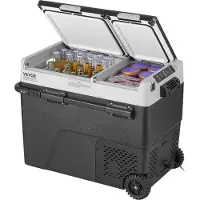 Vevor bærbart bilkjøleskap, 12 volt bilkjøleskap, 58 l / 61,5 qt bærbar fryser med to soner, justerbar temperatur -4℉-68℉, kompressorkjøler for hjem, utendørs, camping, bobil, bil