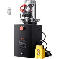 Vevor hydraulisk pumpe, 12 liter hydraulisk kraftenhet, enkeltvirkende tipphengerpumpe, 0,91 GPM strømningshastighet, 3200 PSI maks. avlastningstrykk, DC 12V hydraulisk pumpe for tipphengerløfting