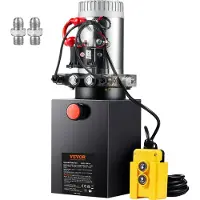 Vevor hydraulisk pumpe, 8 liter hydraulisk kraftenhet, dobbeltvirkende tipphengerpumpe, 0,91 GPM strømningshastighet, 3200 PSI maks. avlastningstrykk, DC 12V hydraulisk pumpe for tipphengerløfting av