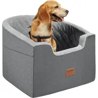 Vevor hundesete, vanntett hundesete for bil med oppbevaringslomme, klipsbar sikkerhetsbånd og svampfyll, hundeseng for små og mellomstore hunder opptil 23 kg, grå