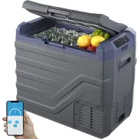 Vevor bilkjøleskap, 12 volt bilkjøleskap, 45 l bærbar fryser med én sone og innebygd lys, -4℉-68℉, 12/24V DC og 100–240V AC kompressorkjøler for utendørs, camping, bobil