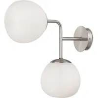 Maytoni vegglampe Erich, nikkelfarget, glass/metall, 2 lyskilder.