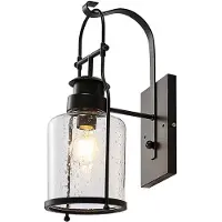 LINDBY Rozalie vegglampe, svart, metall, lykt, 44 cm
