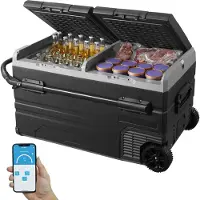 Vevor Bilkjøleskap, 12 Volt Bilkjøleskap, 115 L To-sone Bærbar Fryser med Hjul og Håndtak, -4℉-68℉, 12/24V DC og 100-240V AC Kompressorkjøler for Utendørs, Camping