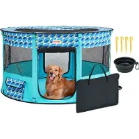 Vevor Sammenleggbar lekegrind for kjæledyr, 112 x 112 x 61 cm Bærbar lekegrind for hund, bur for valp, hund, katt, vanntett 600D Oxford-stoff, avtakbar glidelås, for innendørs utendørs reise camping (