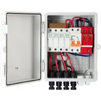 Vevor PV-kombinasjonsboks, 4-strengs, solcellekombinasjonsboks med 15A nominell strømsikring, 63A sikringsbryter, lynavleder og solcellekontakt, for solcellepanelsystem på/av nettet, IP65 vanntett 17