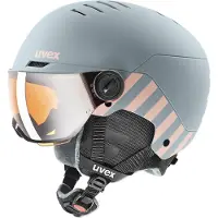 Uvex Rocket JR Visor, Skihjelm med visir, Junior, Rhino/Blush Mat