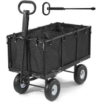Vevor Hagevogn, 544,3 kg, Kraftig ståltralle, Utendørs transportvogn med 10-tommers dekk, Justerbart håndtak, Avtakbare sidepaneler, Feste til ATV eller traktor, Svart