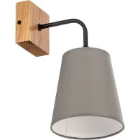 Lamkur Vegglampe Risco, grå, bredde 15 cm, 1 lyskilde, tekstil