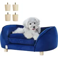 OEM Kjæledyrsofa, Hundesofa for mellomstore hunder og katter, Myk fløyelsmyk hundesofa, 36 kg lastende kattesofa, Mørkeblå