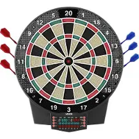 Vevor elektronisk darttavle, 391 mm darttavle med 43 spill og 320+ varianter for opptil 8 spillere, 6 dartskaft med flights og 50 myke tupper, LCD-fargeskjerm for hjemmefest-spillrom