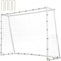 Vevor fotballreboundtrener, 8x6FT jernfotballtreningsutstyr, sportsfotballreboundervegg med dobbeltsidig reboundnett og mål, perfekt for hagetrening, solotrening, pasninger