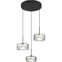 Globo Belinda LED-hengelampe, Ø 40 cm, røykgrå, 3 lyskilder, glass