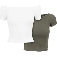 Urban Classics Off Shoulder Rib Kortarmet T-skjorte 2 Enheter