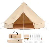 Vevor Lerretsklokketelt, 4 sesonger 7 m/22,97 fot Yurt-telt, Lerretstelt for camping med komfyruttak, pustende telt med plass til opptil 12 personer, familiecamping utendørs jaktselskap