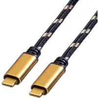 Roline 11.02.9038, 1 m, USB C, USB C, USB4 Gen 3x2, 40 Gbit/sek., Svart, Gull