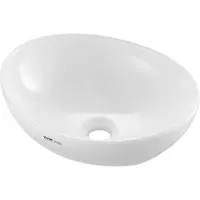 OEM Oval vask, 16" x 13,4" baderomsvask med benkeplate, hvit keramisk vask over benkeplate, vask med moderne stil, godt pakket for bad, hotell, toalett, bobil