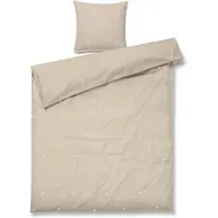 Juna sengetøy 140x220 cm - 100% økologisk bomull - Daisy sand med broderte blomster