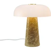 DFTP Bordlampe Glossy, beige/hvit, høyde 24 cm, marmor/glass