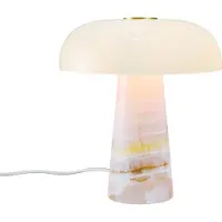 DFTP Bordlampe Glossy, rosa/hvit, høyde 24 cm, marmor/glass