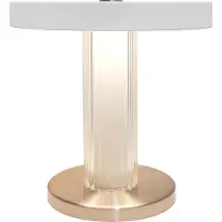 DFTP LED-batteridrevet bordlampe Trezzi, hvit, høyde 22 cm, metall/glass