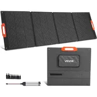 Vevor 300W sammenleggbart monokrystallinsk solcellepanel, 23 % høyeffektiv bærbar mono-solcellepanellader med MC4-utgang og 10-i-1 DC-adaptere, IP67 vanntett for kraftverk, camping, fotturer
