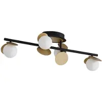 LUCANDE LED-taklampe Pallo, 4-lys, svart/gull, glass