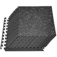 Vevor Puslespillmatte, 24 deler treningsmatter, 610 x 610 x 10 mm, sett med høy tetthet av EVA-skum, myke gummifliser, beskyttende gulvpolstring med hvite prikker for hjemmegym og kontor