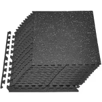 Vevor Puslespillmatte, 24 deler treningsmatter, 610 x 610 x 10 mm, sett med EVA-skummatter med høy tetthet, myke gummifliser, beskyttende gulvpolstring med grå prikker for hjemmegym og kontor