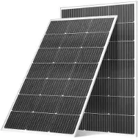 Vevor 2 stk. 100 W monokrystallinske solcellepaneler, 23 % høyeffektiv mono-PV-modul med stabil MC4-utgang og aluminiumsramme, IP65 vanntett solcellepanel for bil, båt, bobil, flatt tak, off-grid-appl